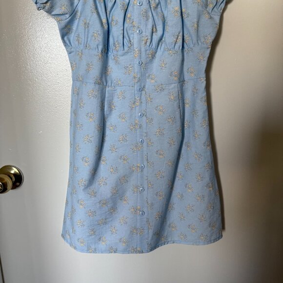 NWT Nectar Clothing Blue Puff Sleeve Button Mini Dress S - Picture 4 of 8